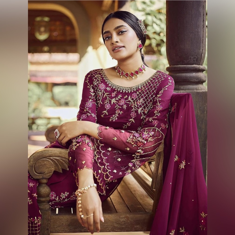 Indian Pakistani Designer Wedding Or Party Wear Straight Salwar Kameez
